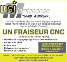 Click to enlarge EMPLOYMENT OPPORTUNITY - CNC FRAISEUR
